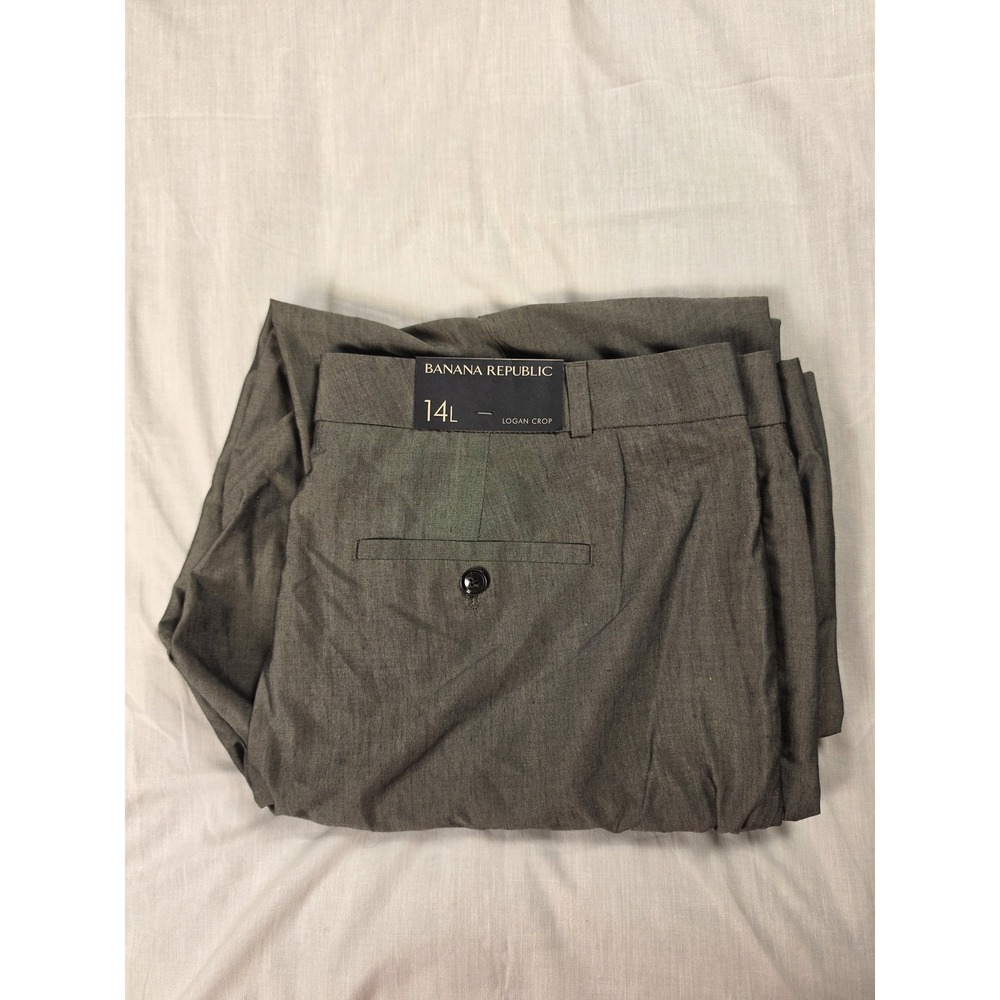 Banana Republic Logan Crop Pants Womens 14 Tall Gray Wool Silk Dress Trousers